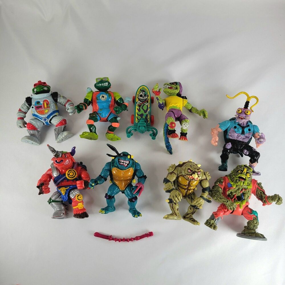 Vintage 90s TMNT Figures Lot Mondo Slash Sewer Surfer Mutant Ninja Turtles 1990